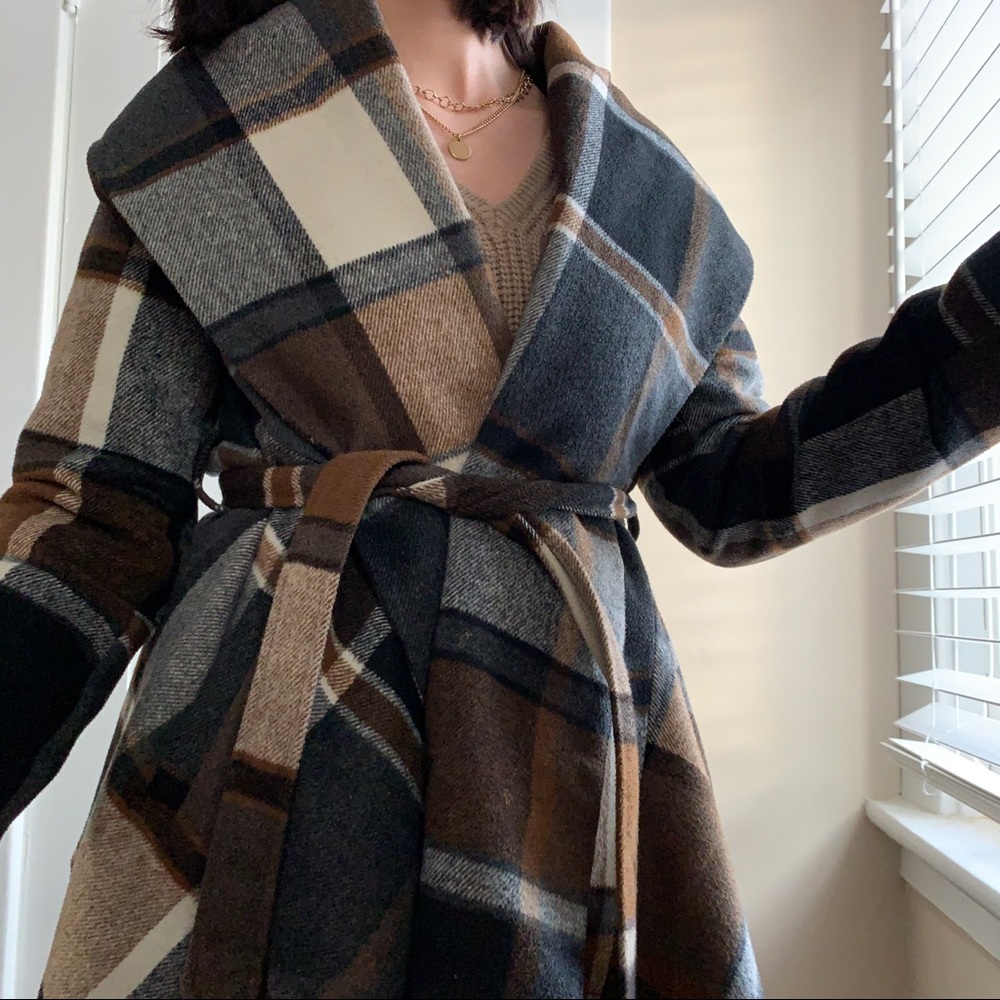 Chicwish Plaid Wrap Coat